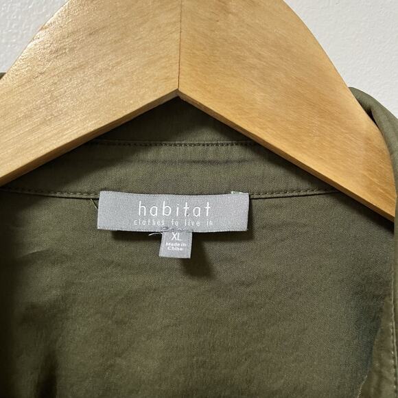 Habitat Womens The One Hidden Placket Button Up Shirt Size XL Green 3/4 Sleeve - Picture 6 of 8